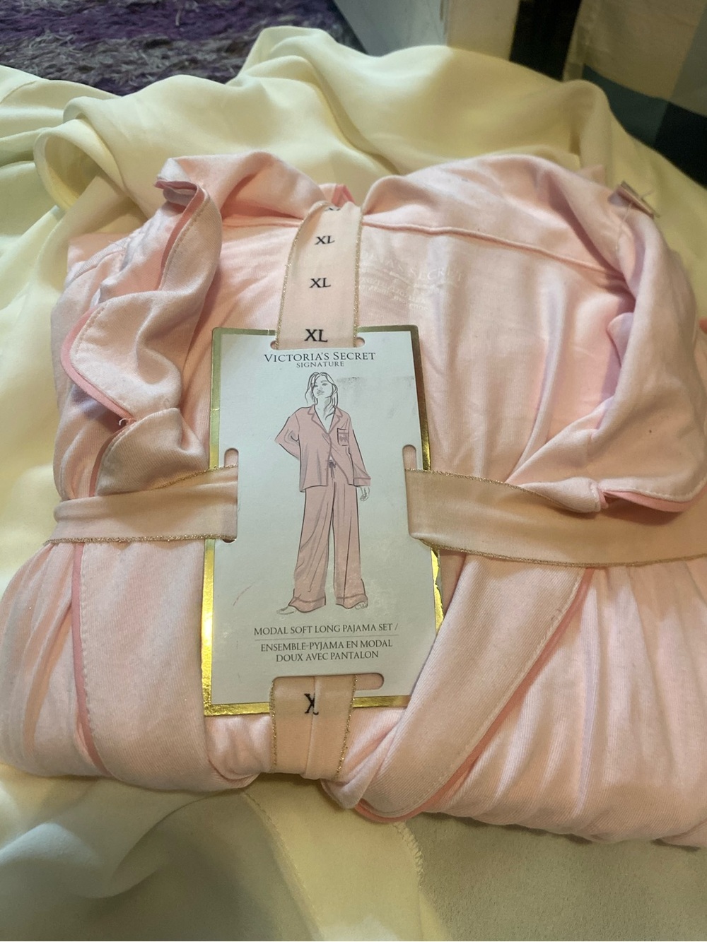 Victoria's Secret Light Pink Plush Modal Long Pajama Set